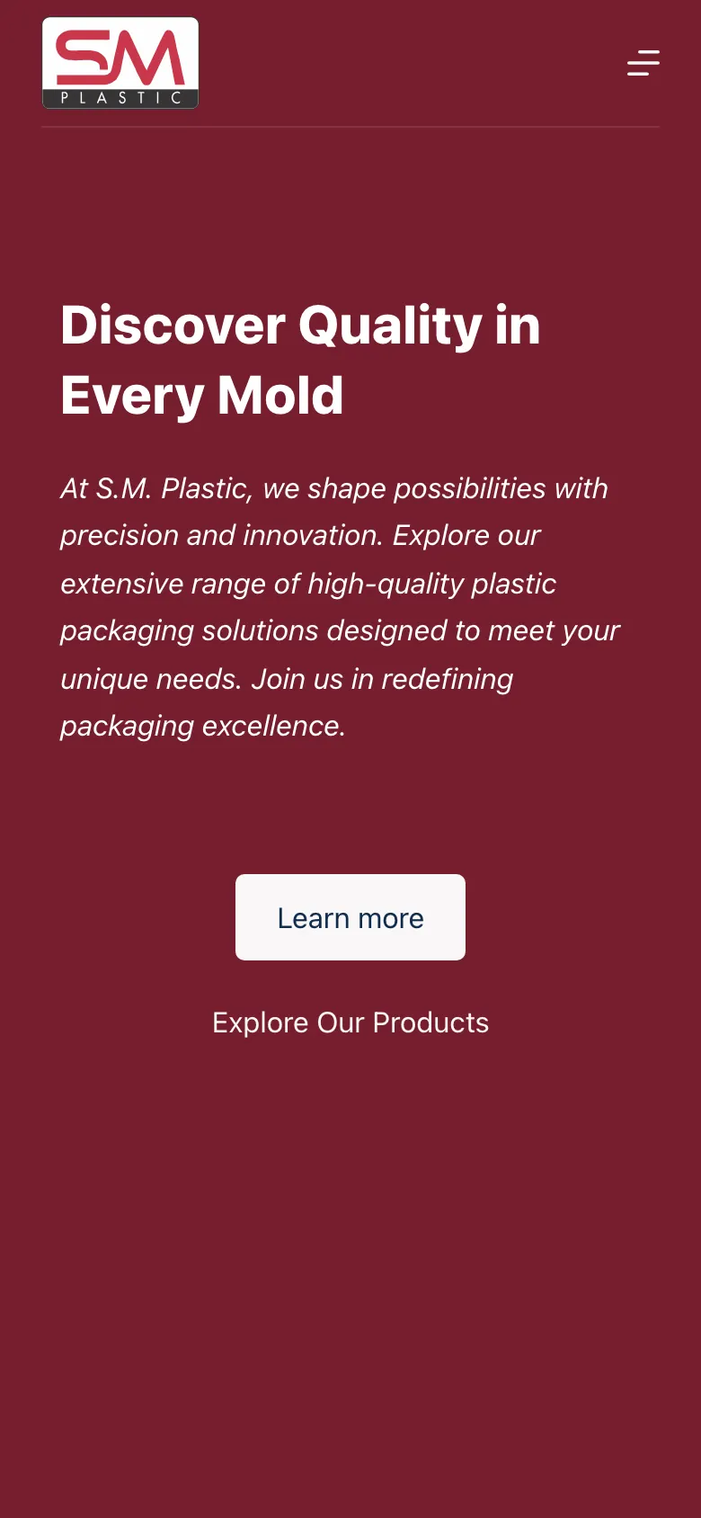 smplastic.in: the home page (mobile)